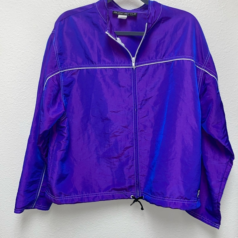 Surf Style Sport 90’s Full Zip Windbreaker M/L Blue Purple Iridescent Jacket